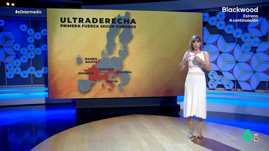 Sandra Sabatés explica el auge de la extrema derecha en Europa: en estos países podría convertirse en primera fuerza política Sandra Sabatés analiza en este vídeo de El Intermedio el crecimiento de los partidos de extrema derecha de cara a las elecciones europeas, donde Giorgia Meloni se ha convertido en una de las piezas más codiciadas.