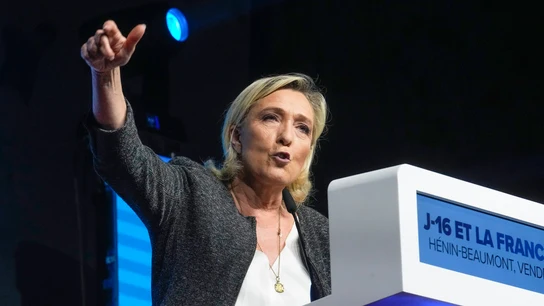 Marine Le Pen, durante un acto de campaña Marine Le Pen, durante un acto de campaña