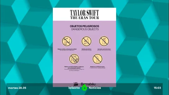 "Prohibido entrar con muletas sin certificado médico", así son las normas para acceder al concierto de Taylor Swift en el Bernabéu "Prohibido entrar con muletas sin certificado médico", así son las normas para acceder al concierto de Taylor Swift en el Bernabéu