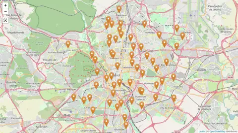Mapa de las piscinas municipales de Madrid Mapa de las piscinas municipales de Madrid