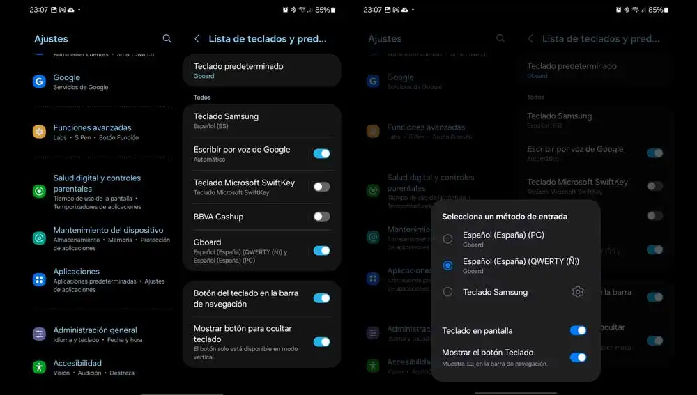 Opciones de configuración de Gboard Opciones de configuración de Gboard