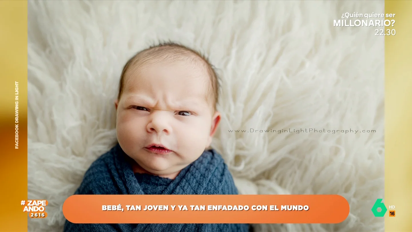 Así son las divertidas caras de enfado de un recién nacido en una sesión de fotos Así son las divertidas caras de enfado de un recién nacido en una sesión de fotos