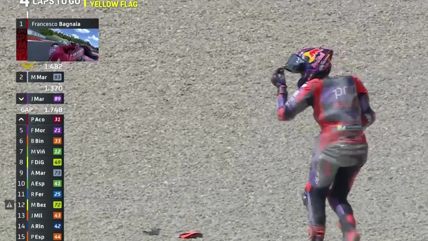 Jorge Martín, tras caerse en Mugello