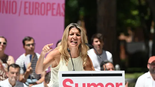 La vicepresidenta segunda del Gobierno, Yolanda Díaz, en un acto electoral este sábado en Getafe La vicepresidenta segunda del Gobierno, Yolanda Díaz, en un acto electoral este sábado en Getafe