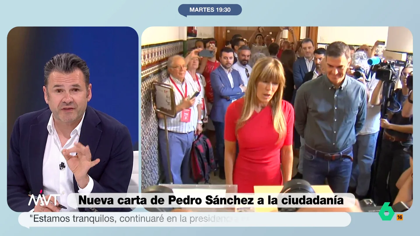 La opinión de Iñaki López sobre la nueva carta de Pedro Sánchez "Se echa de menos en esta carta que haya algo de autocrítica, por lo menos alguna explicación más", afirma Iñaki López en este vídeo donde Más Vale Tarde analiza la nueva carta de Sánchez sobre la citación a declarar de su mujer, Begoña Gómez.