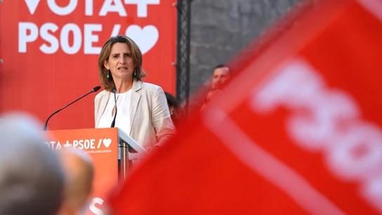La candidata socialista a las elecciones europeas, Teresa Ribera, durante un mitin. La candidata socialista a las elecciones europeas, Teresa Ribera, durante un mitin.