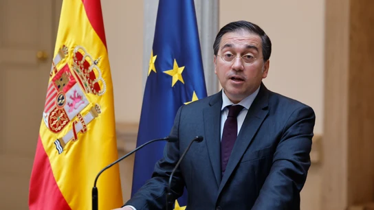 El ministro español de Asuntos Exteriores, José Manuel Albares, en la rueda de prensa para anunciar la intervención de España en el procedimiento de la CIJ El ministro español de Asuntos Exteriores, José Manuel Albares, en la rueda de prensa para anunciar la intervención de España en el procedimiento de la CIJ
