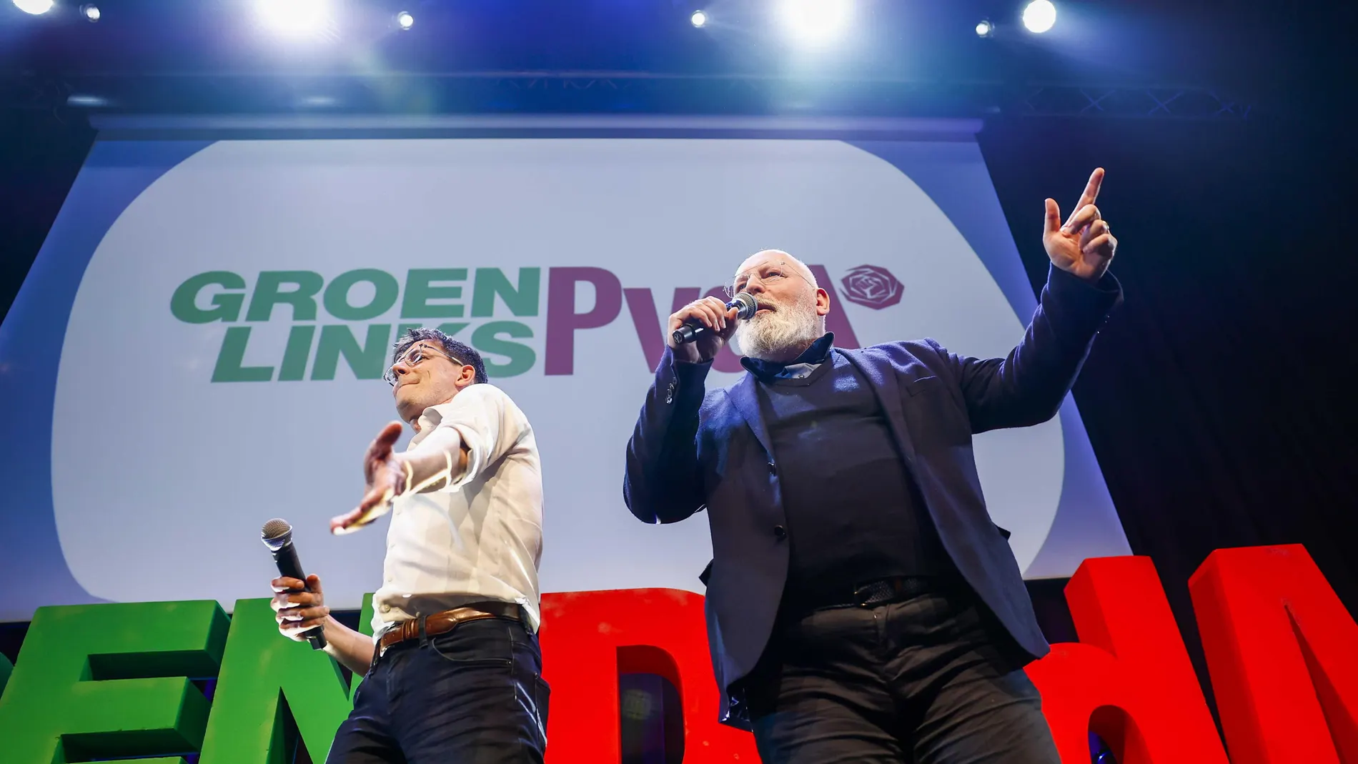 Bas Eickhout y Frans Timmermans, líderes del GroenLinks PvdA (coalición laborista-verde) de Países Bajos