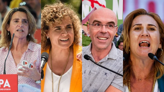 Teresa Ribera (PSOE), Dolors Montserrat (PP), Jorge Buxadé (Vox) y Estrella Galán (Sumar). Teresa Ribera (PSOE), Dolors Montserrat (PP), Jorge Buxadé (Vox) y Estrella Galán (Sumar).