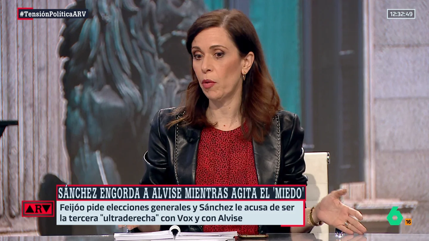 Ángeles Caballero, sobre las alusiones de Sánchez a Alvise: "Es legítimo alertar de lo que puede implicar estos partidos pero..." Ángeles Caballero, sobre las alusiones de Sánchez a Alvise: "Es legítimo alertar de lo que puede implicar estos partidos pero..."