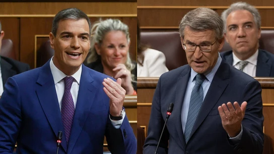 Pedro Sánchez y Feijóo en el Congreso. Pedro Sánchez y Feijóo en el Congreso.