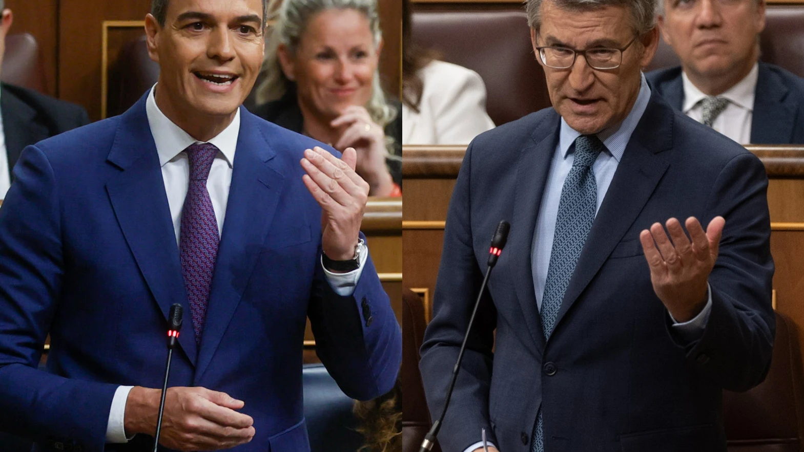 Pedro Sánchez y Feijóo en el Congreso.