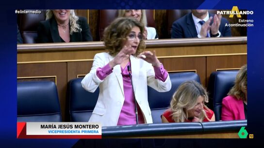 La risa Yolanda D&iacute;az cuando Montero responde as&iacute; al 'enredo' de Gamarra: "Qu&eacute; l&iacute;o se ha hecho con el cohete"