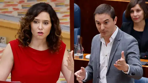 Isabel Díaz Ayuso y Juan Lobato en la Asamblea de Madrid.