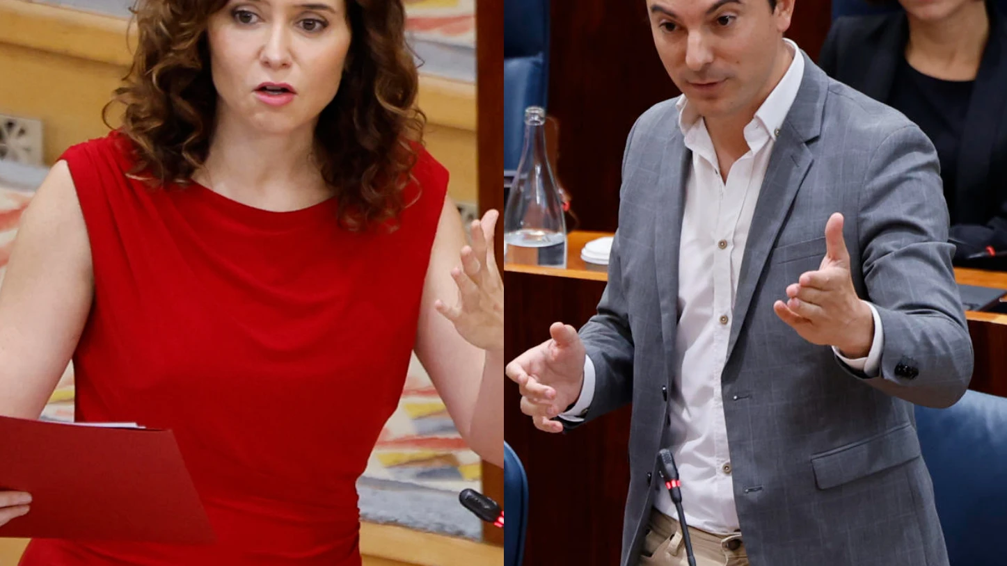 Isabel Díaz Ayuso y Juan Lobato en la Asamblea de Madrid.