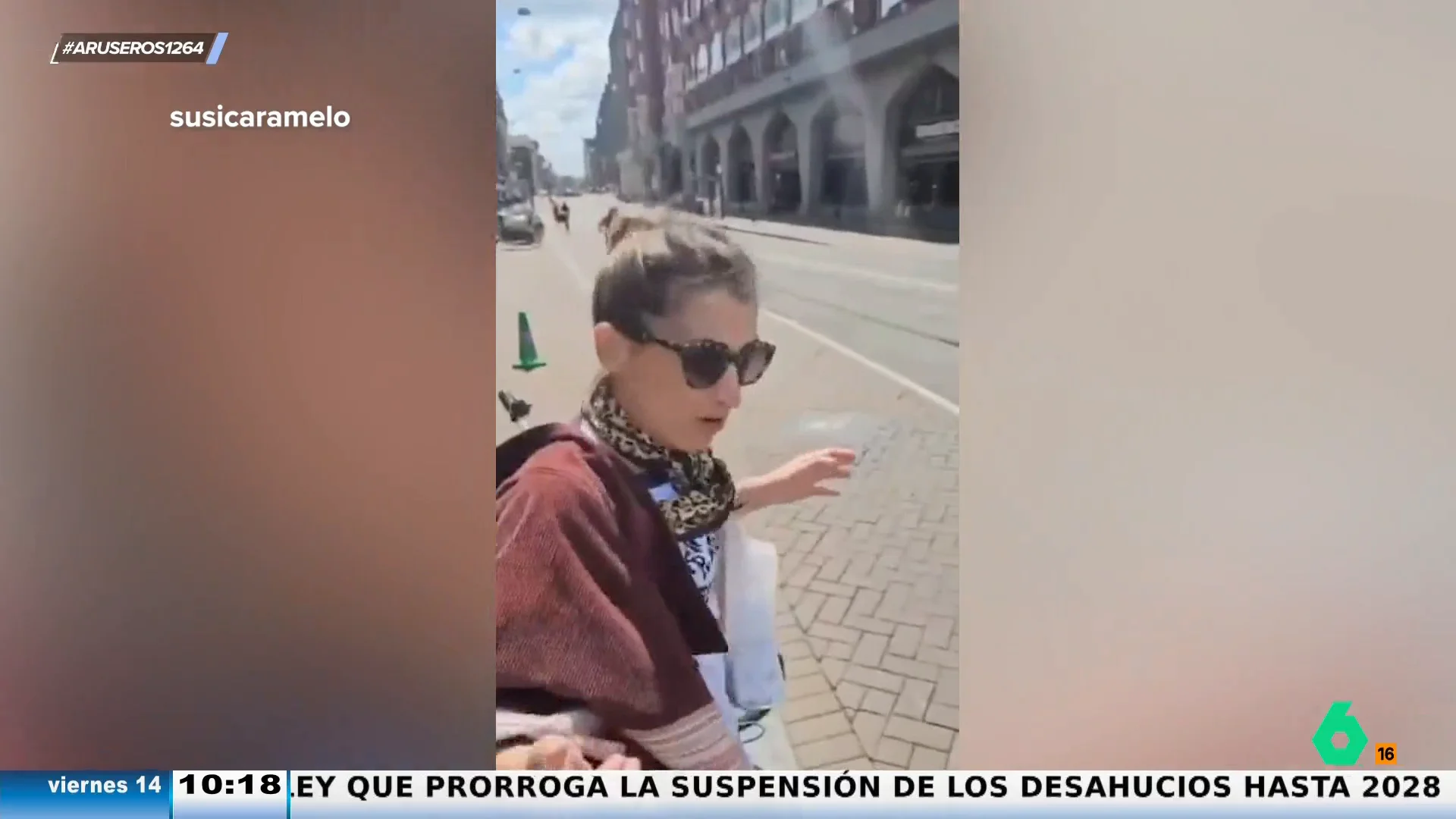 El viral de Susi Caramelo esquivando bicicletas en Ámsterdam: "Creo que voy a salir de aquí atropellada"