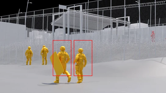 Recreación 3D de la posición de la Guardia Civil en la tragedia de Melilla Recreación 3D de la posición de la Guardia Civil en la tragedia de Melilla
