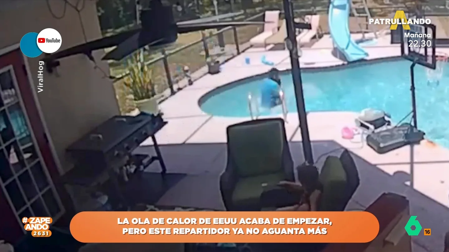 Lo que hace el calor en EEUU: un repartidor se tira a una piscina después de dejar un paquete Lo que hace el calor en EEUU: un repartidor se tira a una piscina después de dejar un paquete