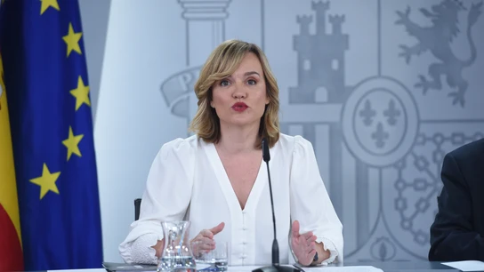 La portavoz del Gobierno, Pilar Alegría, en rueda de prensa este martes tras el Consejo de Ministros. La portavoz del Gobierno, Pilar Alegría, en rueda de prensa este martes tras el Consejo de Ministros.