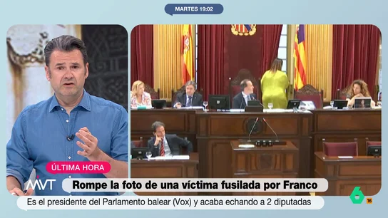 Iñaki López, a Le Senne (Vox) tras expulsar a dos diputadas El presidente del Parlament balear por Vox ha arrancado en el pleno para derogar la ley de memoria democrática una foto de fusiladas por el franquismo de una diputada socialista, además de expulsarla. La reacción de Iñaki López, en este vídeo.