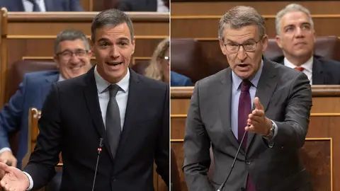 Pedro Sánchez y Feijóo durante la sesión de control al Gobierno en el Congreso