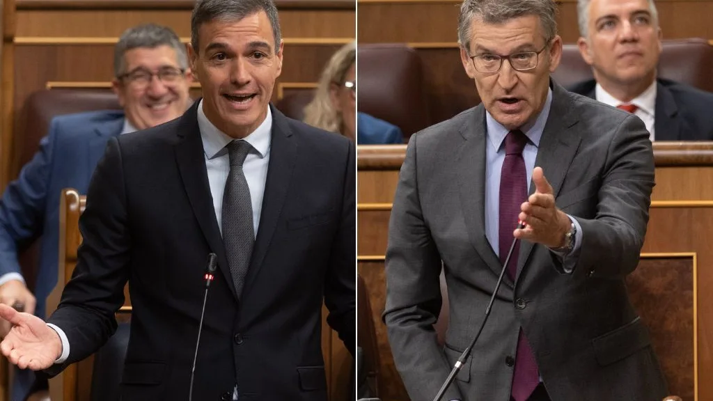 Pedro Sánchez y Feijóo durante la sesión de control al Gobierno en el Congreso