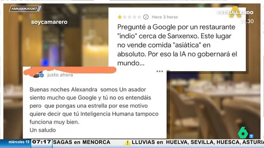 La IA le recomienda un asador cuando le pregunta por un restaurante hindú y acaba poniendo una mala reseña al local La IA le recomienda un asador cuando le pregunta por un restaurante hindú y acaba poniendo una mala reseña al local