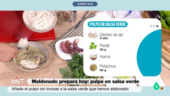 Maldonado prepara pulpo en salsa verde Maldonado