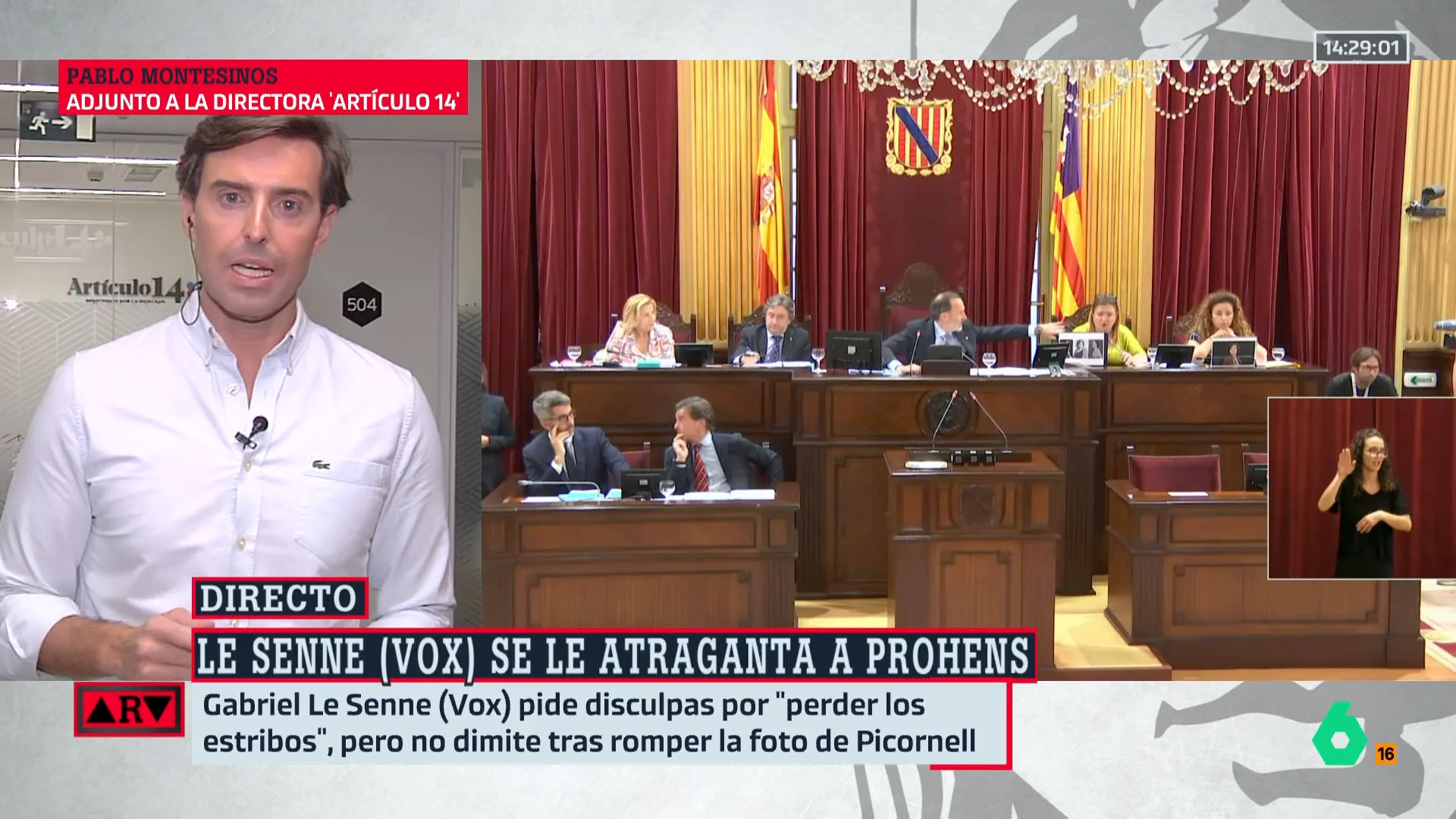 ARV-Montesinos, sobre Le Senne (Vox): "Prohens presionó para que las disculpas se produjeran"