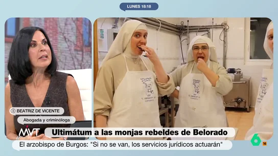 Bea de Vicente explica por qué el caso de Belorado "puede ser un hito procesal único" Beatriz de Vicente analiza en este vídeo qué significa el anuncio del arzobispado de pedir a las monjas de Belorado que, tras su excomunión, abandonen el convento y explica por qué sería un caso "único en la historia de la judicatura española".