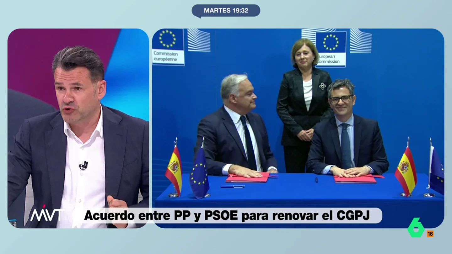 Iñaki López responde a Rufián tras criticar el acuerdo PP-PSOE por el CGPJ: "El único que ha pactado con la derecha es ERC" "Me parece que tenemos la memoria muy corta", contesta Iñaki López en este vídeo a Gabriel Rufián después de que el portavoz de ERC en el Congreso haya asegurado tras el pacto por el CGPJ que "el PSOE anuncia nuevo socio, el PP".