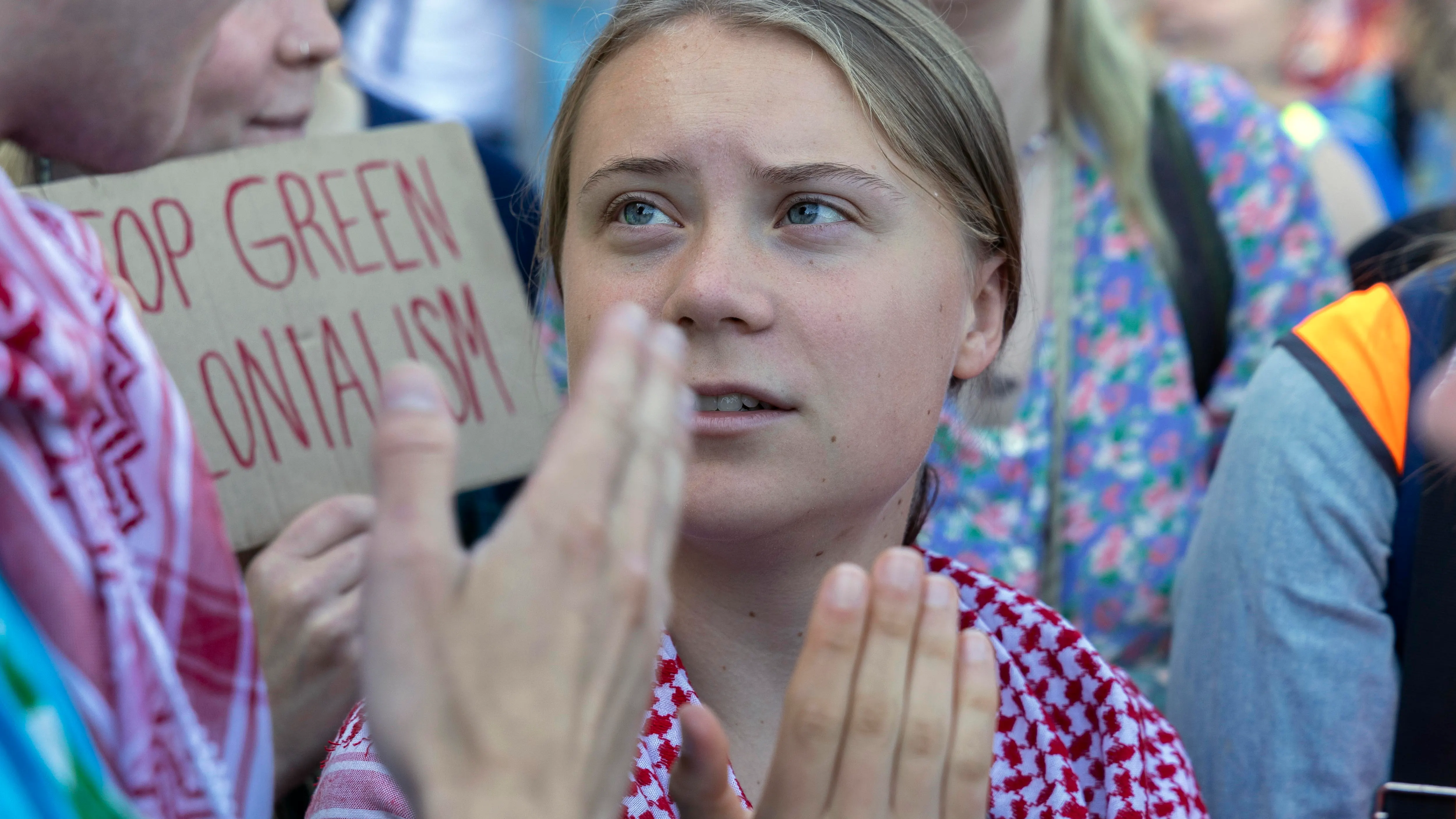 Foto de archivo. Greta Thunberg, durante la manifestación en Finlandia en la que ha sido detenida