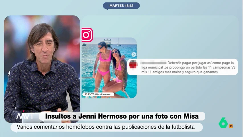 Más Vale Tarde analiza en este vídeo los insultos misóginos hacia las jugadoras de fútbol Jennifer Hermoso y Misa Rodríguez tras publicar una foto en sus redes sociales. La reflexión de Benjamín Prado o Bea de Vicente, entre otros, en este vídeo.