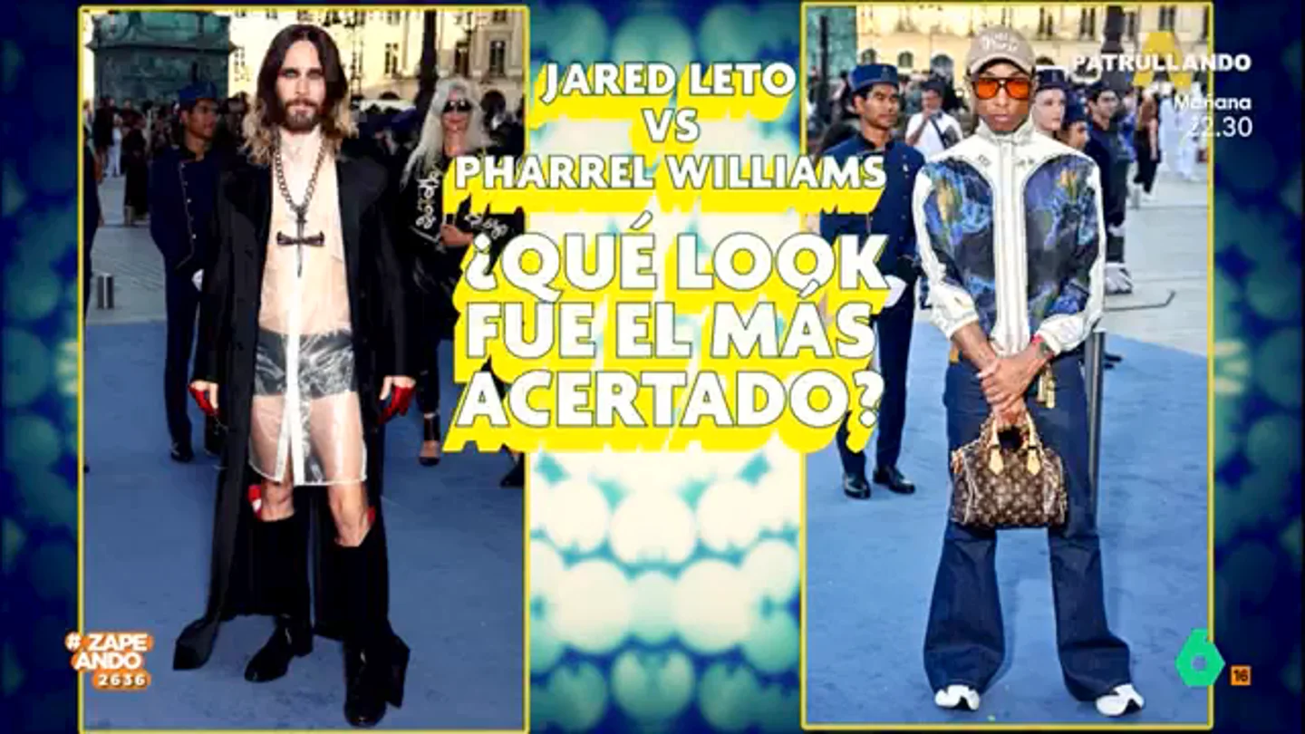 ¿Jared Letto y sus transparencias o Pharrell Williams y su bolso de Vuitton?: Eduardo Navarrete escoge su look preferido Eduardo Navarrete comenta los looks de Jared Letto y Pharrell Williams en París