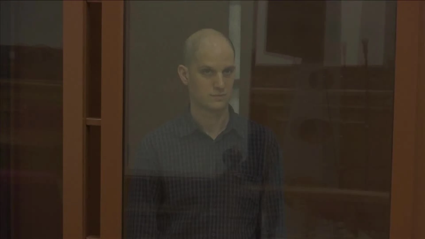 Evan Gershkovich, en el juicio. Evan Gershkovich, en el juicio.