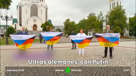 Putinismo ultra en Europa: la extrema derecha alemana muestra una bandera con los colores de Alemania y Rusia Putinismo ultra en Europa: la extrema derecha alemana muestra una bandera con los colores de Alemania y Rusia