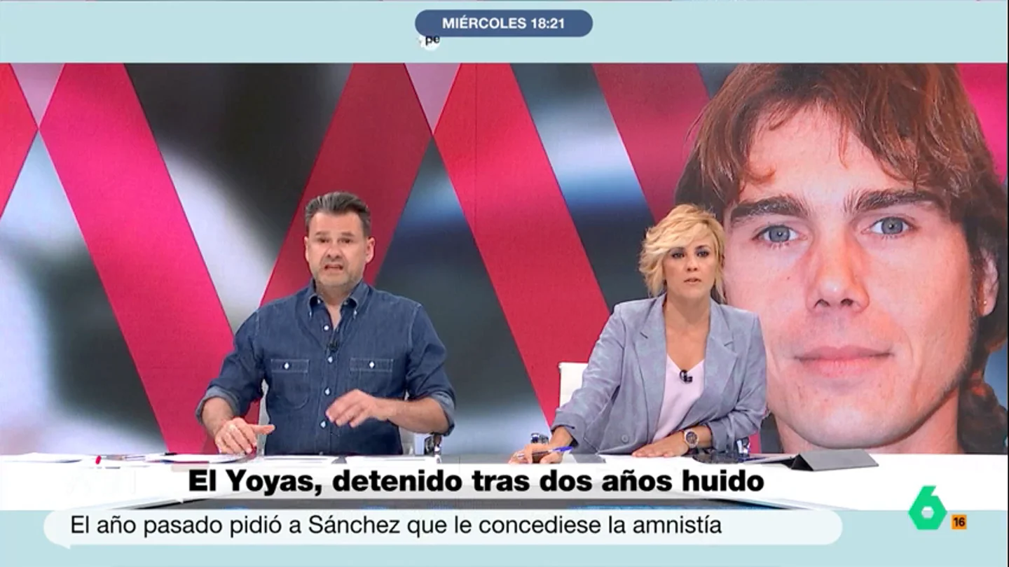 Cristina Pardo, a 'El Yoyas': "Si su vida le importara una mierda hubiera entrado en la cárcel en un primer momento" Tras la detención de 'El Yoyas', Marina Valdés recuerda la entrevista en la que defendía su inocencia y aseguraba que el alcohol le llevó a que "mi vida me importara una mierda". La respuesta de Iñaki López y Cristina Pardo, en este vídeo.