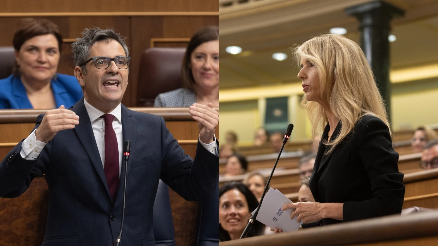 Félix Bolaños y Cayetana Álvarez de Toledo en la sesión de control al Gobierno en el Congreso de los Diputados. Félix Bolaños y Cayetana Álvarez de Toledo en la sesión de control al Gobierno en el Congreso de los Diputados.