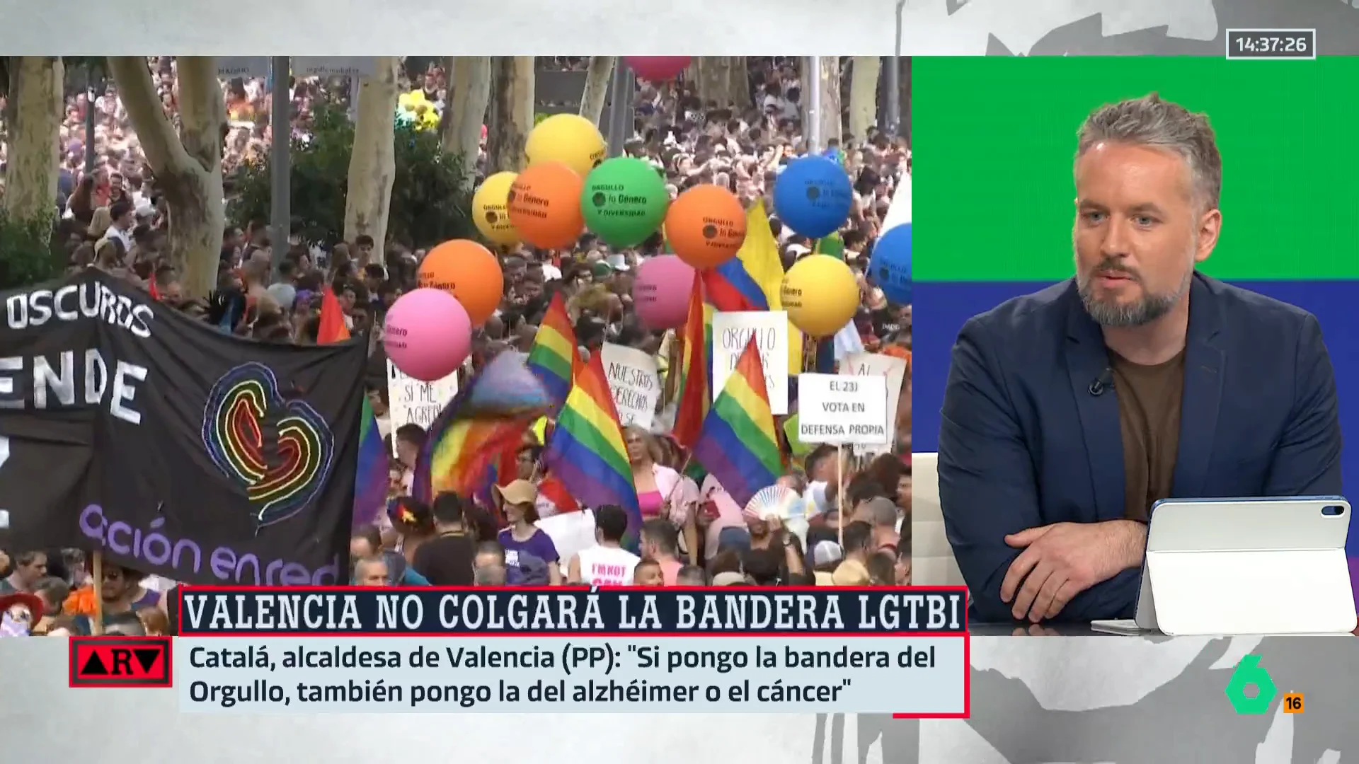 Basteiro reacciona a la justificación de la alcaldesa de Valencia por no sacar la bandera LGTBIQ+: "Lo que es de plástico es esa excusa"