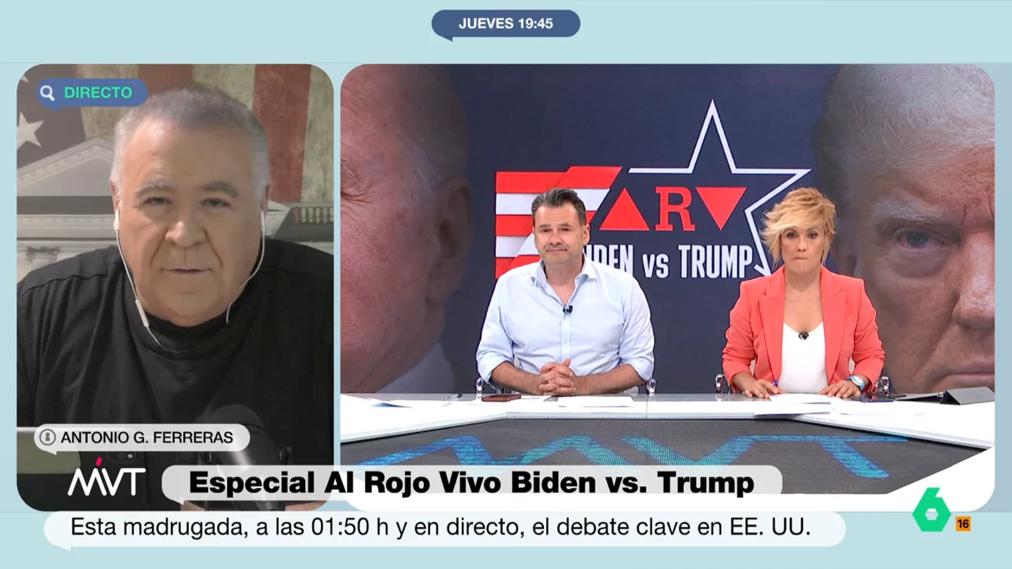 Ferreras, sobre el debate entre Biden y Trump: "Nunca jamás habíamos vivido un cara a cara de estas características" Ferreras, sobre el debate entre Biden y Trump: "Nunca jamás habíamos vivido un cara a cara de estas características"
