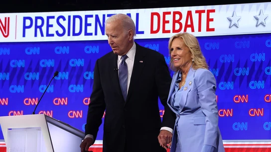 Joe y Jill Biden abandonan el debate contra Donald Trump Joe y Jill Biden abandonan el debate contra Donald Trump