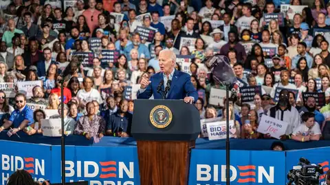 Joe Biden durante un evento de campaña en el estado de Carolina del Norte