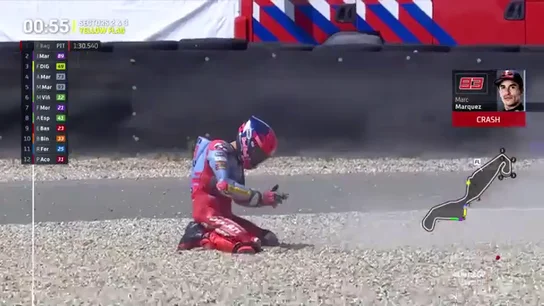 Marc Márquez, en la grava en Assen Marc Márquez, en la grava en Assen