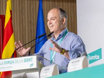 El secretario general de Junts, Jordi Turull, en el Consell Nacional del partido celebrado en Bolvir (Girona).