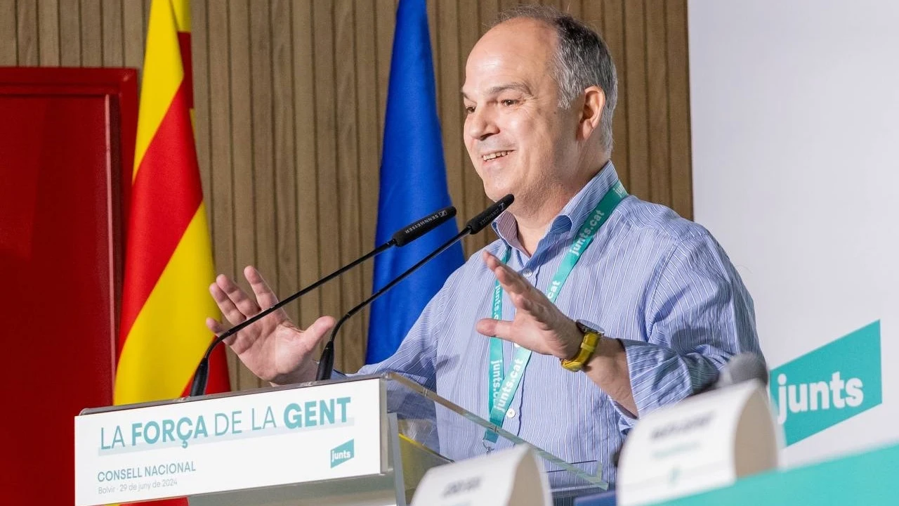 El secretario general de Junts, Jordi Turull, en el Consell Nacional del partido celebrado en Bolvir (Girona).