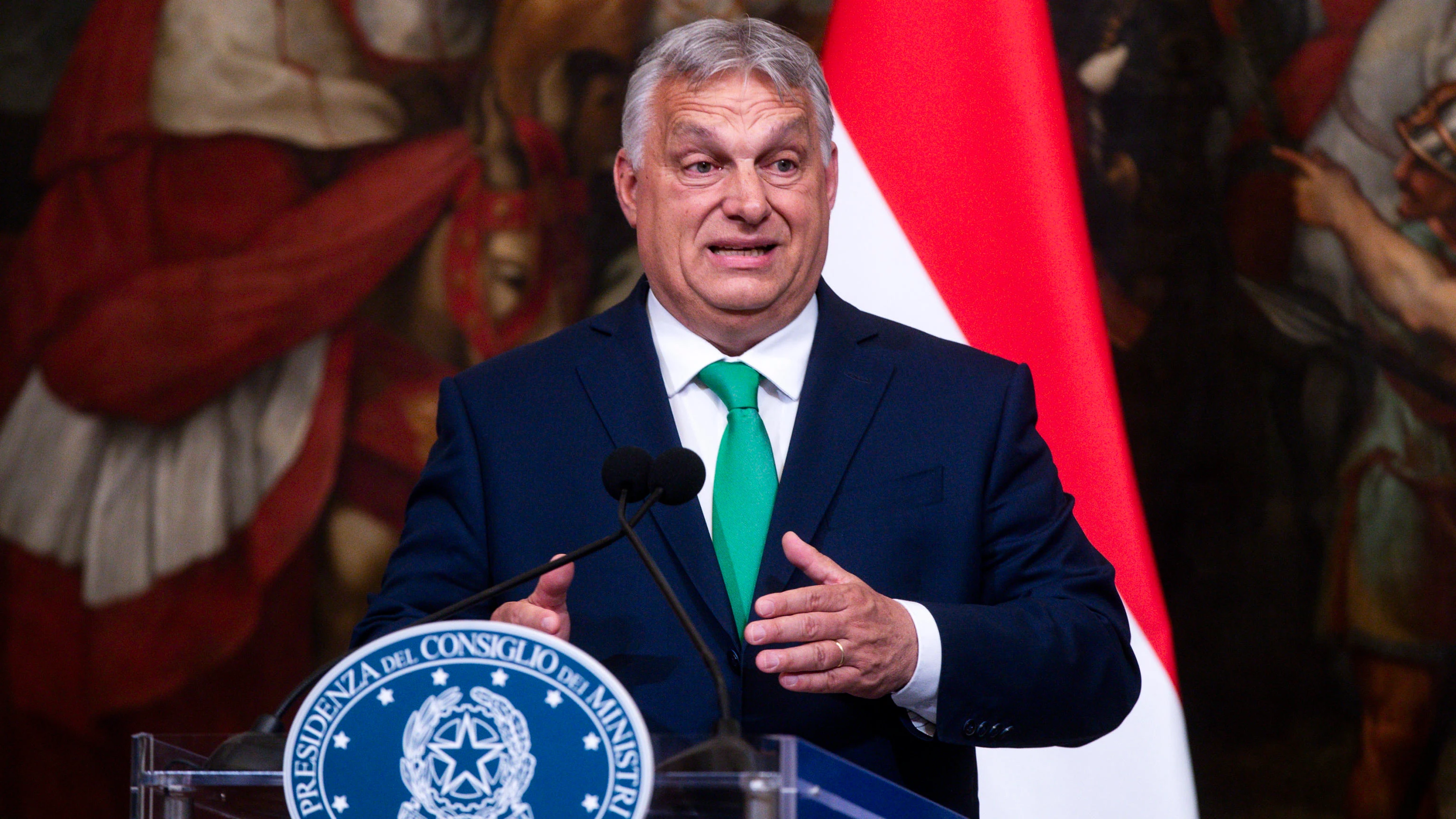 El presidente de Hungría, Viktor Orbán, durante una comparecencia