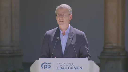 Alberto Núñez Feijóo, en el acto de presentación del acuerdo de la EBAU Alberto Núñez Feijóo, en el acto de presentación del acuerdo de la EBAU