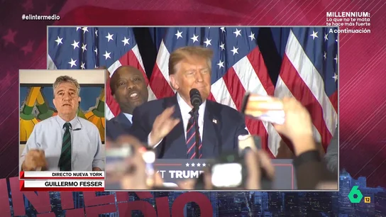 Guillermo Fesser valora una de las insólitas promesas electorales de Trump: "Lo del muro galáctico es una promesa hueca" El corresponsal charlaba con Sandra Sabatés y el Gran Wyoming sobre como el candidato republicano a la Casa Blanca, Donald Trump, ha sabido canalizar el enfado de muchos estadounidenses en su propio beneficio electoral