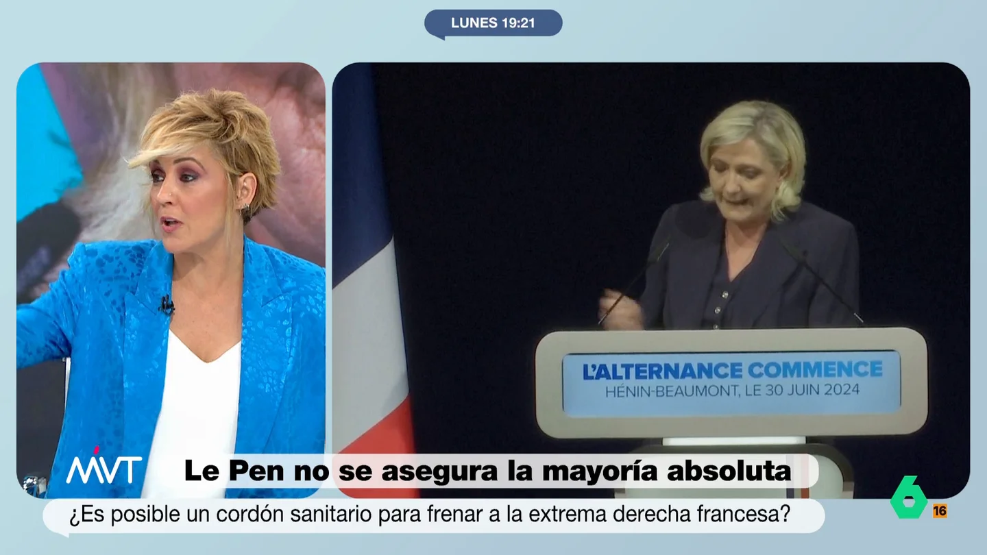 Cristina Pardo reflexiona sobre la victoria de Le Pen "Los partidos democráticos no pueden eludir su responsabilidad", afirma Juan Ramón Lucas en este vídeo donde Más Vale Tarde analiza los motivos tras la victoria del partido de extrema derecha de Marine Le Pen en las elecciones francesas.