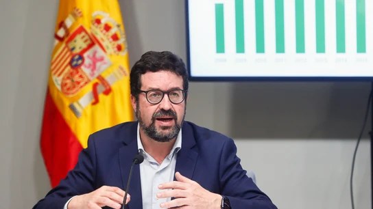 Imagen de archivo del secretario de Estado de Empleo y Economía Social, Joaquín Pérez Rey, durante una rueda de prensa.  Imagen de archivo del secretario de Estado de Empleo y Economía Social, Joaquín Pérez Rey, durante una rueda de prensa.